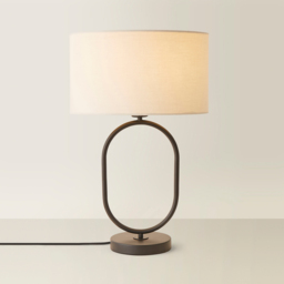 ValueLights Antonia Cream Fabric Drum Shade Matte Black Oval LED Table Lamp - Size: 42.3 x 25 x 25cm - Wilko - thumbnail 6