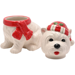 The Seasonal Gift Co. Santa and Friends Westie Ceramic Treat Jar - Size: 25 x 21 x 15cm - White - Wilko - thumbnail 3