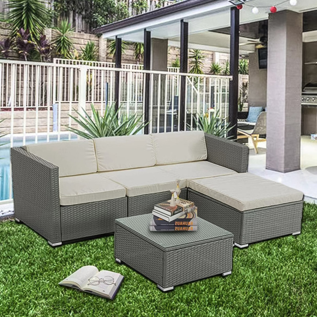 Rupert 4 Seater Grey Rattan Outdoor L-Shape Corner Sofa Set - MCC - Wilko - image 1