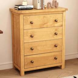 Cabinet Bits Lugo 4 Drawer Antique Wax Brass Knob Chest of Drawers - Brown - Wilko