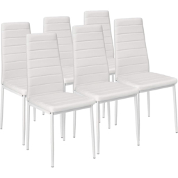 Portland 6 Seater Faux Leather Padded Dining Set White - Wilko - thumbnail 3