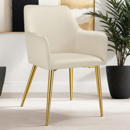 tectake Avane Set of 4 Beige Velvet Dining Chair - Cream - Wilko