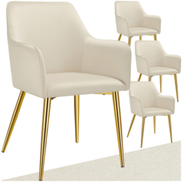 tectake Avane Set of 4 Beige Velvet Dining Chair - Cream - Wilko - thumbnail 3