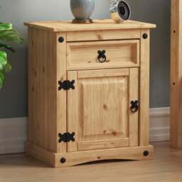 Vida Designs Corona Single Door Single Drawer Pine Bedside Cabinet - Brown - Wilko - thumbnail 1