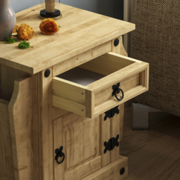 Vida Designs Corona Single Door Single Drawer Pine Bedside Cabinet - Brown - Wilko - thumbnail 5