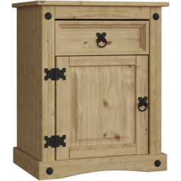Vida Designs Corona Single Door Single Drawer Pine Bedside Cabinet - Brown - Wilko - thumbnail 3