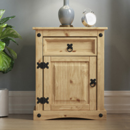 Vida Designs Corona Single Door Single Drawer Pine Bedside Cabinet - Brown - Wilko - thumbnail 6