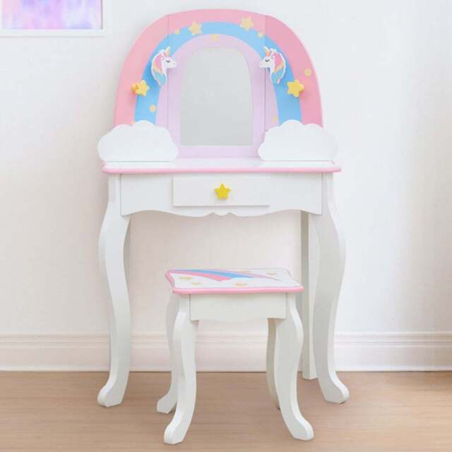 Teamson Kids Little Dreamer Rainbow 3 Drawer Pink Toy Vanity Set - Size: 99.1 x 33.0 x 62.9cm - Wilko - image 1