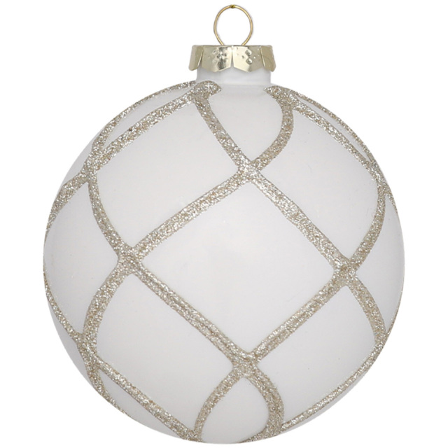 Decadent Bronze White Glitter Wrapped Bauble - Size: 1 Piece - Wilko - image 1