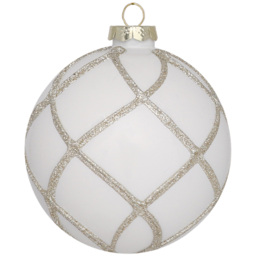 Decadent Bronze White Glitter Wrapped Bauble - Size: 1 Piece - Wilko - thumbnail 1