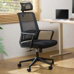 TTAP Cambridge Plus Black Mesh Swivel Office Chair - Size: 121 x 60 x 60cm - Wilko