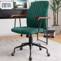 Costway Green Velvet Adjustable Rocking Office Chair - Size: 60 x 56 x 29cm - Wilko