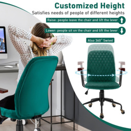 Costway Green Velvet Adjustable Rocking Office Chair - Size: 60 x 56 x 29cm - Wilko - thumbnail 6