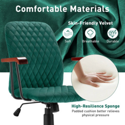 Costway Green Velvet Adjustable Rocking Office Chair - Size: 60 x 56 x 29cm - Wilko - thumbnail 7