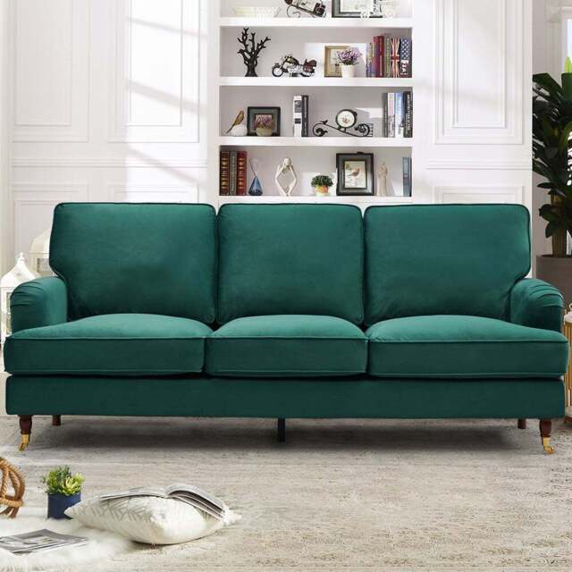 Woodbury 3 Seater Green Velvet Sofa - Artemis Home - Wilko - image 1