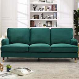 Woodbury 3 Seater Green Velvet Sofa - Artemis Home - Wilko