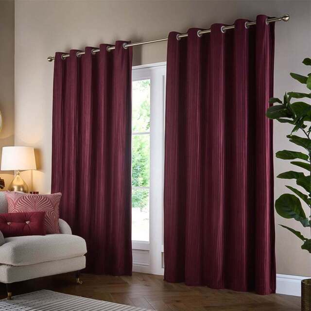 Paoletti Corinthian Red Velvet Eyelet Curtains 229 x 183cm - Size: 183 x 229 x 1cm - Wilko - image 1