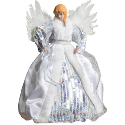 Samuel Alexander White and Silver Angel Christmas Tree Topper 30cm - Size: 30 x 20 x 9cm - Wilko