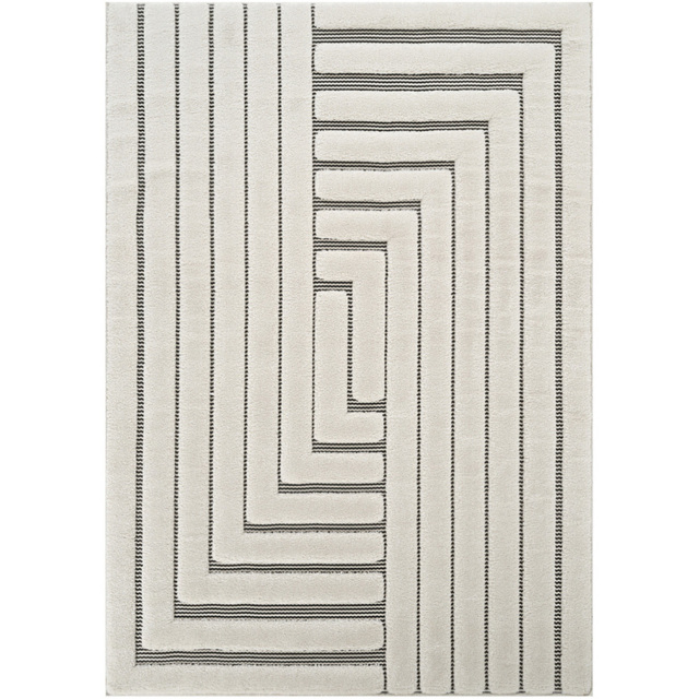 Freya Living Room Area Rug Contemporary 3D Embossed Modern Merge Line Design - Cream 200cm x 290cm - Size: 290 x 200 x 2cm - Desire Rugs - Wilko - image 1