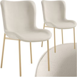 tectake Tessa Set of 2 Beige and Gold Velvet Padded Dining Chair - Cream - Wilko - thumbnail 3