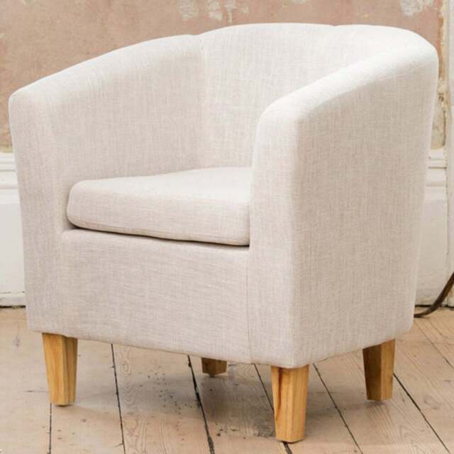 Artemis Home Alderwood Beige Hessian Tub Chair - Size: Single - Cream - Wilko
