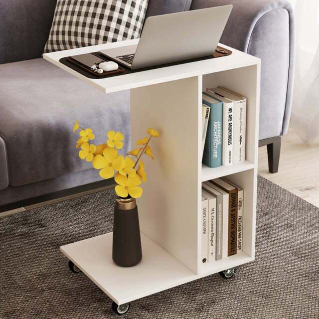 Costway 2 Shelf White C Shaped End Table - Size: 45 x 35 x 65cm - Wilko - image 1