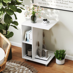 Costway 2 Shelf White C Shaped End Table - Size: 45 x 35 x 65cm - Wilko - thumbnail 5