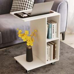 Costway 2 Shelf White C Shaped End Table - Size: 45 x 35 x 65cm - Wilko - thumbnail 1
