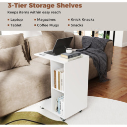 Costway 2 Shelf White C Shaped End Table - Size: 45 x 35 x 65cm - Wilko - thumbnail 6