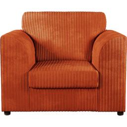Luxor Single Seater Orange Jumbo Cord Armchair - Wilko - thumbnail 3
