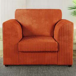 Luxor Single Seater Orange Jumbo Cord Armchair - Wilko
