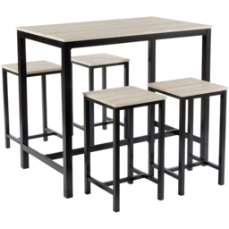 Home Source Nicosia 4 Seater Light Oak Bar Table with Stools - Brown - Wilko - thumbnail 3