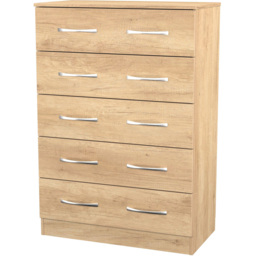 Crowndale Avon 5 Drawer Nebraska Oak Chest of Drawers Ready Assembled - Wilko - thumbnail 5