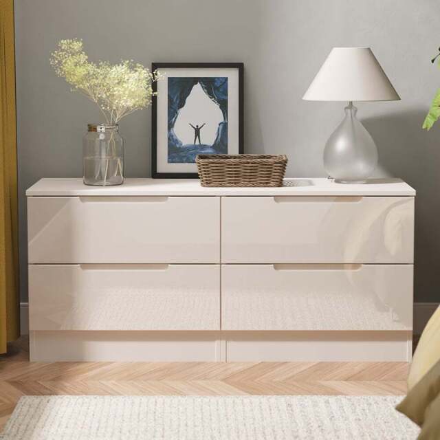 Crowndale Milan 4 Drawer Grey Gloss and Oak Bed Box - Size: 51 x 110 x 39cm - Kashmir Gloss & Kashmir - Wilko - image 1