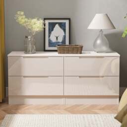 Crowndale Milan 4 Drawer Grey Gloss and Oak Bed Box - Size: 51 x 110 x 39cm - Kashmir Gloss & Kashmir - Wilko