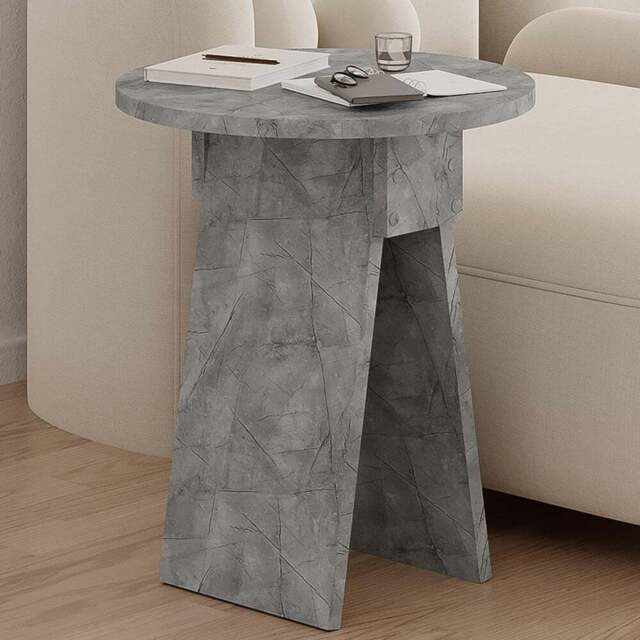 Decortie Chen Round Side Table with Gold Marble Effect Sculptural Base - Size: 50 x 42 x 42cm - Wilko - image 1