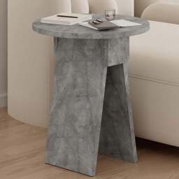 Decortie Chen Round Side Table with Gold Marble Effect Sculptural Base - Size: 50 x 42 x 42cm - Wilko