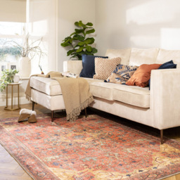 Kukoon Distressed Persian Inspired Gold Coral Washable Rug 120 x 170cm - Orange - Wilko - thumbnail 3