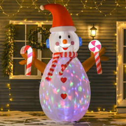 Everglow LED Inflatable Christmas Snowman with Candy Canes Decoration 7.8ft - White - Wilko - thumbnail 1