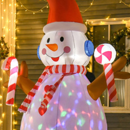 Everglow LED Inflatable Christmas Snowman with Candy Canes Decoration 7.8ft - White - Wilko - thumbnail 6