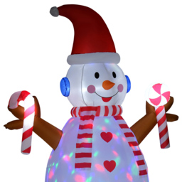 Everglow LED Inflatable Christmas Snowman with Candy Canes Decoration 7.8ft - White - Wilko - thumbnail 4