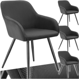 tectake Marilyn Set of 4 Anthracite Black Corduroy Padded Dining Chair - Grey - Wilko - thumbnail 3