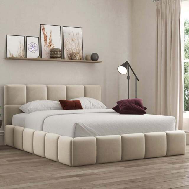 DS Living Ovella Double Cream Cubed Ottoman Bed - Wilko - image 1