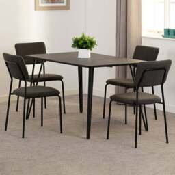 Seconique Marlow and Sheldon 4 Seater Dining Set Black Marble and Grey Boucle Fabric - Black Marble/Grey Boucle Fabric - Wilko - thumbnail 1