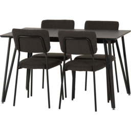 Seconique Marlow and Sheldon 4 Seater Dining Set Black Marble and Grey Boucle Fabric - Black Marble/Grey Boucle Fabric - Wilko - thumbnail 3