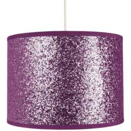 Happy Homewares Designer Bright Purple Glitter Fabric Pendant Shade - Size: 18 x 25 x 25cm - Wilko - thumbnail 1