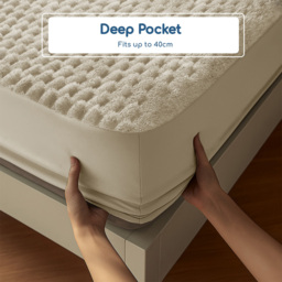 Velosso King Size Cream Chunky Popcorn Fitted Sheet - Wilko - thumbnail 6
