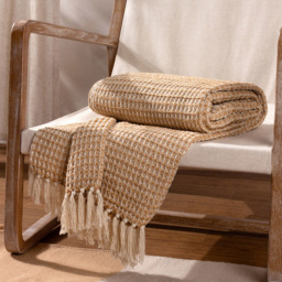 Yard Lorne Honey Waffle Fringed Throw 150 x 200cm - Size: 200 x 150cm - Yellow - Yard Living - Wilko - thumbnail 3