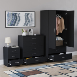 Vida Designs Riano Black 3 Piece Bedroom Furniture Set - Wilko - thumbnail 6