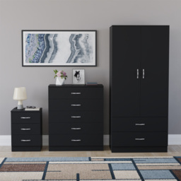 Vida Designs Riano Black 3 Piece Bedroom Furniture Set - Wilko - thumbnail 3